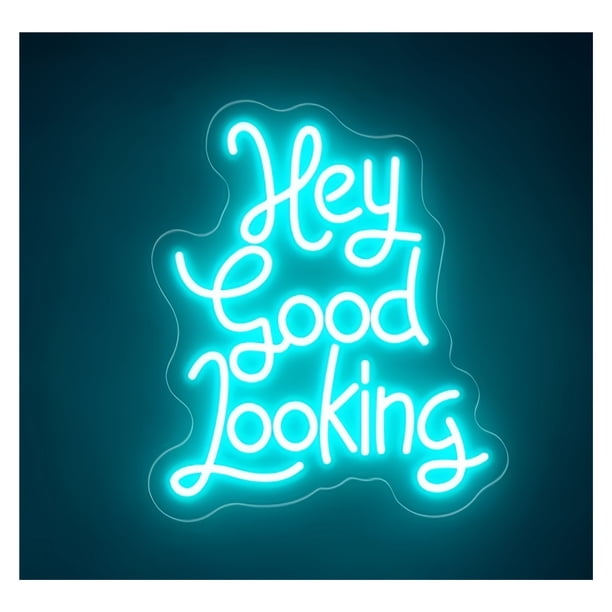 Letrero De Neón "Hey Good Looking" Para Decoración Bares, Salones, Dormitorios, Salas Juegos, Estar Y Fiestas Cumpleaños 50cm