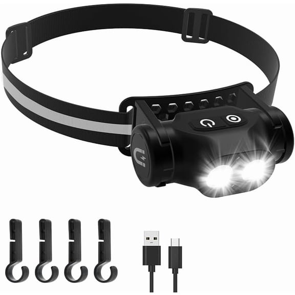 High Lumens Rechargeable Magnetic LED Headlamp for Camping, Hiking, Caving, Fishing, Waterproof Impact-Resistant Bright Head Light with 4 Light Modes, Adjustable Headstrap (1 Pack)