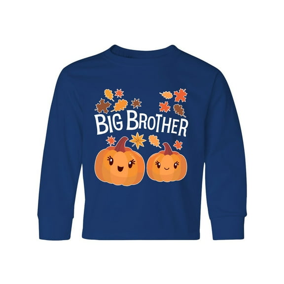 Inktastic Big Brother Pumpkins with Fall Leaves Long Sleeve Youth T-Shirt
