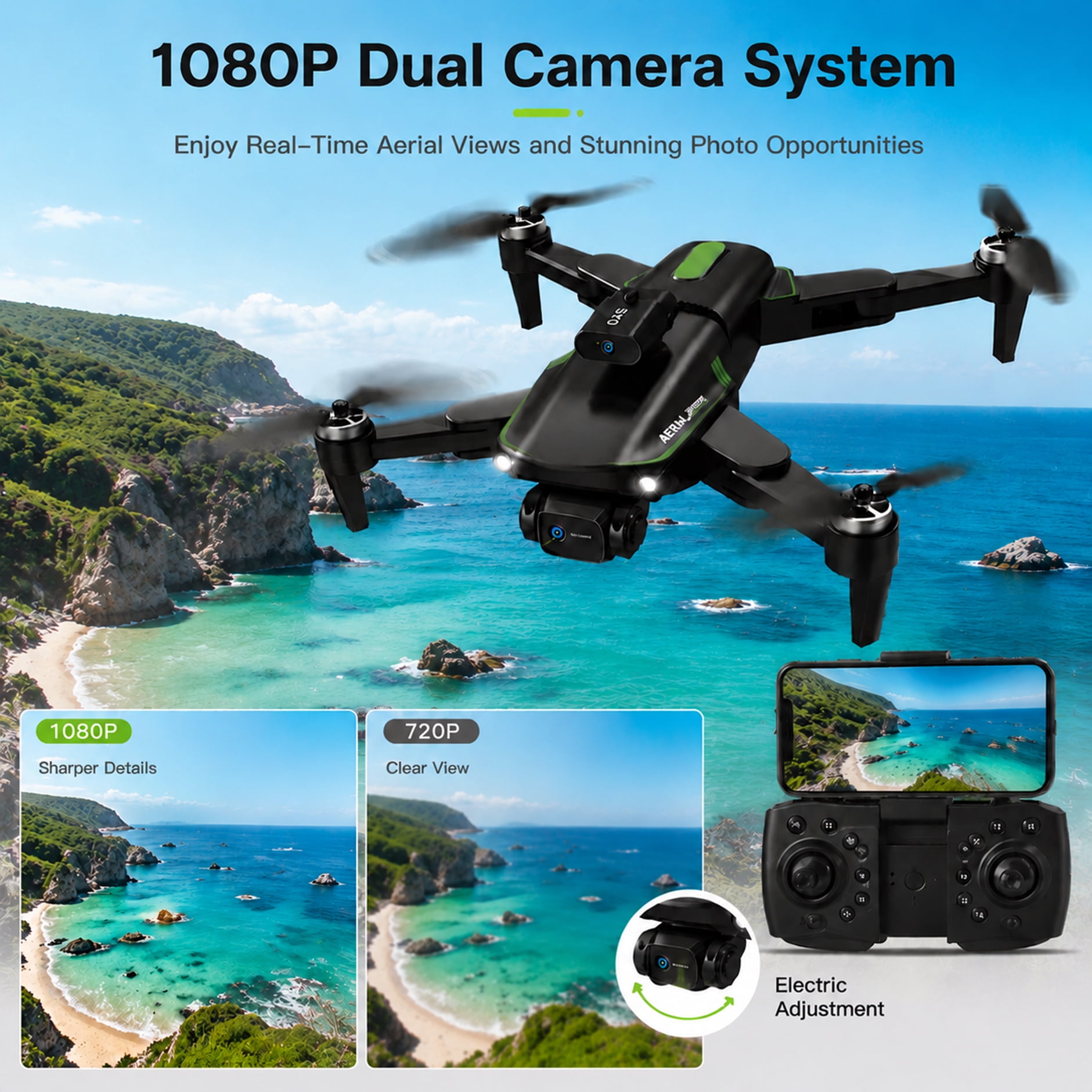 VILINICE 1080P Drone with Cameras for Adults, Foldable FPV Quadcopter with Brushless Motor, Obstacle Avoidance, Gesture & Trajectory Control, Headless Mode, Video HD Dual-Camera Drones for Beginners