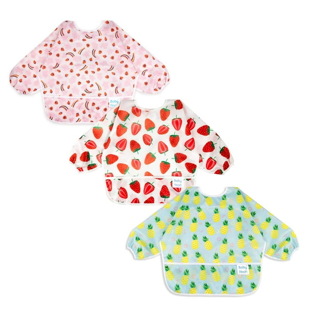 Baberos impermeables de manga larga Baby Noah para bebés de 6 a 24 meses, 3 unidades