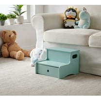 Kings Brand Furniture Lylia Kids Step Stool - Two Step Stools for Bathroom, Kitchen and Bedside Support (Glacier)