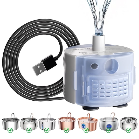 Official FURCLAN Replacement Pet Water Fountain Pump for 3.2L/108oz Stainless Steel Cat Water Fountain - Quiet DC 5V USB Motor, Easy to Clean Submersible Pump for Multiple Automatic Pet Dispensers