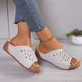thumbnail image 4 of Womens Sandals Women's New Summer Plus-size Floral Wedge One-line Beach Sandals, 4 of 7