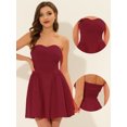thumbnail image 2 of Fiesde las mujeres sin tirantes con cremalleexpuessólido mini vestido de tubo acampanado Vino Rojo S, 2 of 4