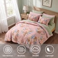 thumbnail image 3 of Regency Heights Queen Size Comforter Set, 9-Piece Blush Bed in a Bag, Floral Comforter Bedding Set with Comforter, Flat Sheets, Fitted Sheets with Side Pockets, 3 of 10