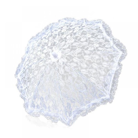 Lace Umbrella, Parasol Vintage Wedding Bridal Umbrella - for Decoration Photo Lady Costume 1920s Party (White)