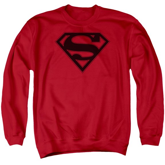 Superman Red &Amp; Black Shield Adult Crewneck Sweatshirt Red