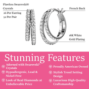 Cate & Chloe Corina 18k White Gold Plated 20mm Hoop Earrings with Swarovski Crystals Gift for Women