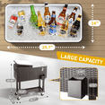 thumbnail image 4 of Tcbosik 80 Qt Cooler Cart, Outdoor Portable Beverage Cooler with Storage Shelf, Bottle Opener and Cap Collector, 48 Hour Cold Drinks, Chill, Fresh Sodas and Beer, Brown, 4 of 10