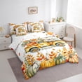 thumbnail image 3 of jejeloiu Rustic Flower Maples 7pcs Bedding Comforter Set,Autumn Harvest Pumpkin Queen Bedding Sets,Brown Pine Cone Queen Sheet Sets For Girls,Breathable Home Decor Reversible, 3 of 8