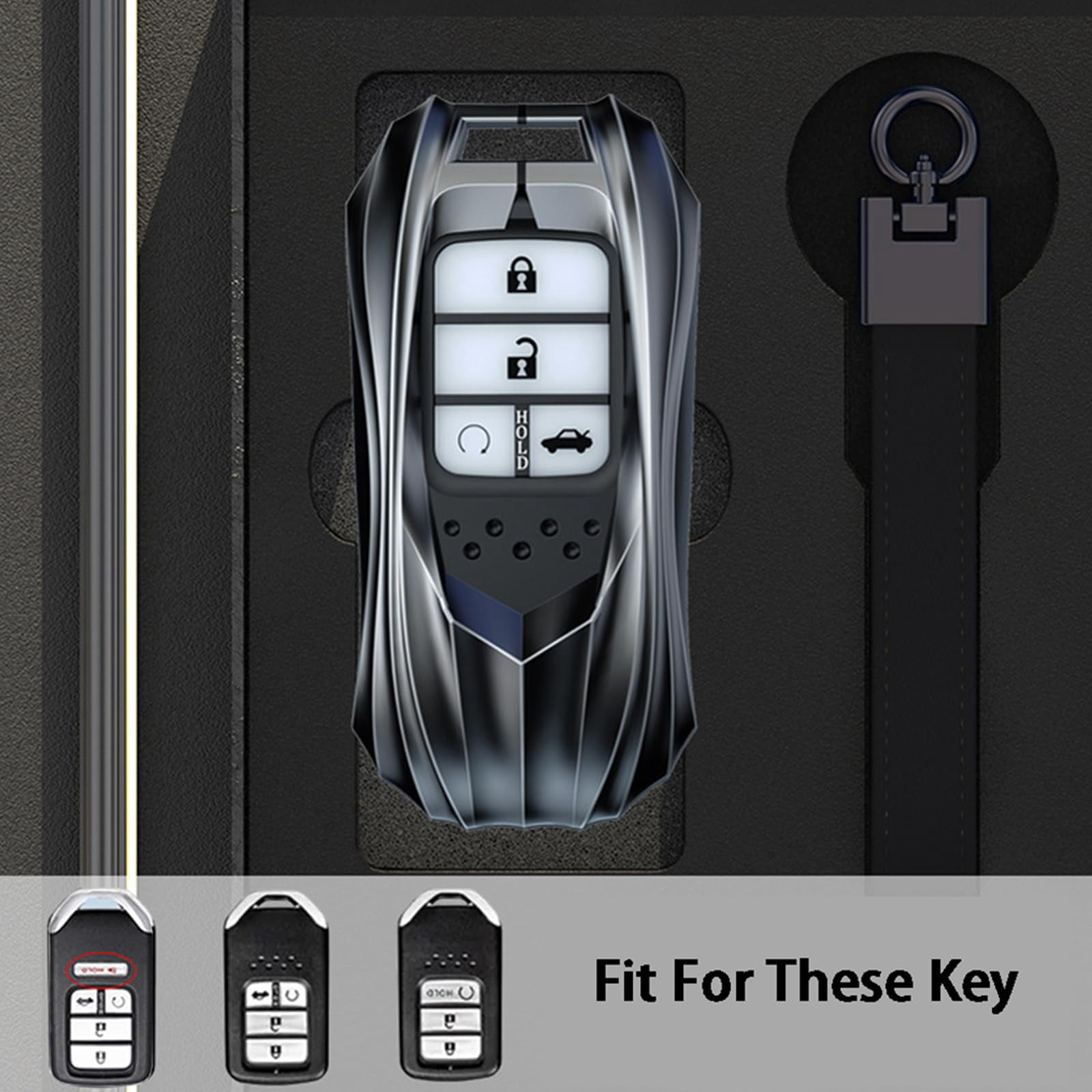 Zinc Alloy Smart Remote Car Key Fob Case Holder Cover Shell Compatible for Honda Accord Civic CR-V CRV Pilot Passport Insight EX EX-L