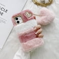 thumbnail image 2 of Allytech iPhone 12 Case, iPhone 12 Pro Case, Cute Girly Soft Warm Faux Fur with Heart Ball Protective Shockproof Case for Girls Women Cover for Apple iPhone 12 Pro/ iPhone 12, Rose, 2 of 3