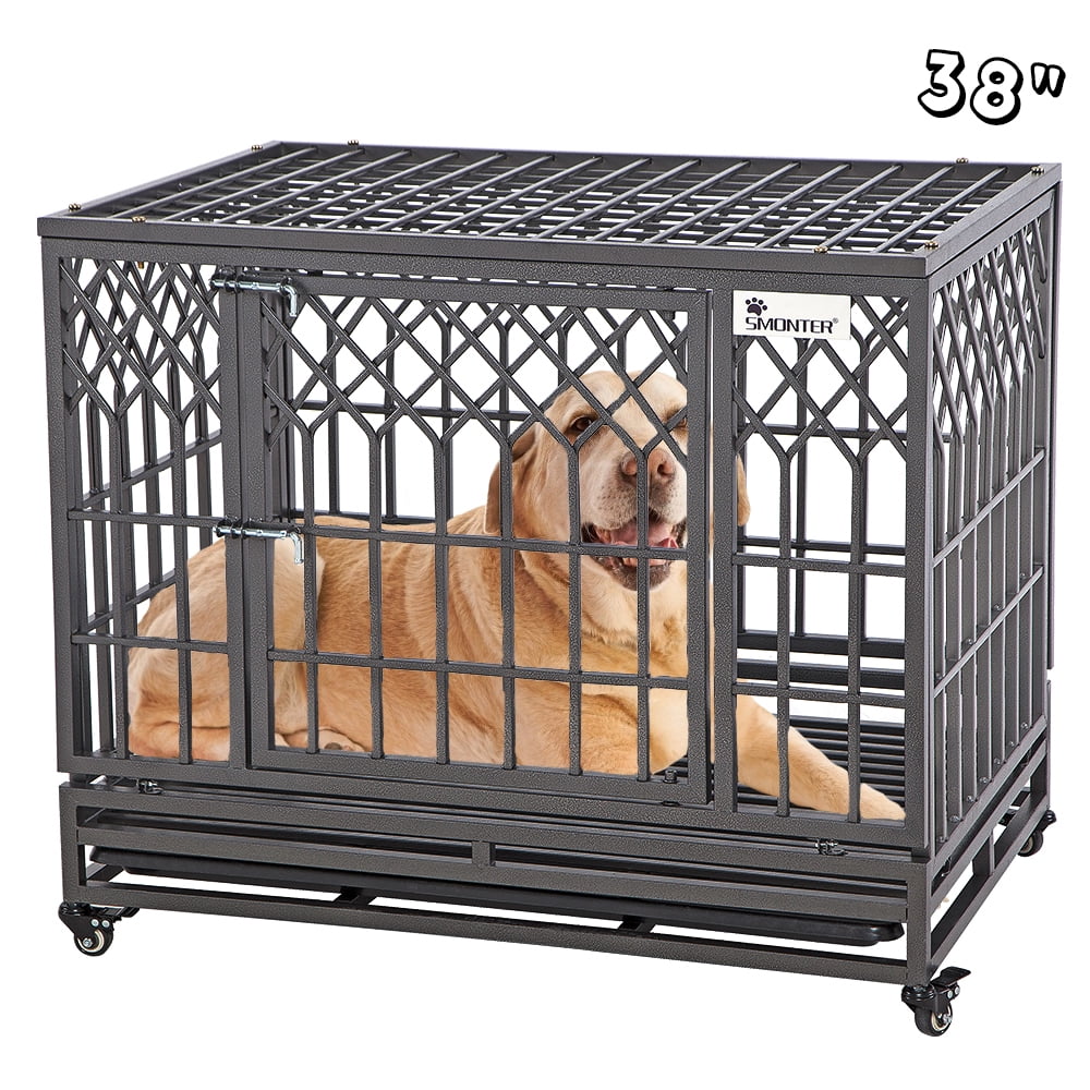SMONTER Heavy Duty Dog Crate Y Shape Strong Metal Kennel for Large Dogs