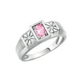 thumbnail image 4 of RYLOS Men's Rings Sterling Silver Classic 6X4MM Oval Gemstone & Diamond Ring Pink Ice October Birthstone Rings For Men, Silver Rings, Size 13, 4 of 7