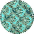thumbnail image 1 of Ahgly Company Machine Washable Indoor Round Animal Turquoise Blue Traditional Area Rugs, 6' Round, 1 of 4