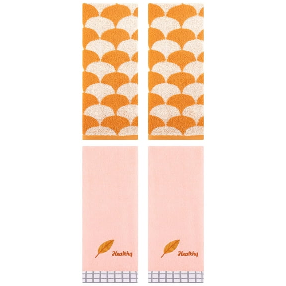 Unique Bargains 4 Pcs Soft Hand Towel 13" x 29" Orange/Pink