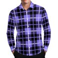 thumbnail image 3 of UVEASISHA Men's Plaid Button Up Shirts Lightweight Fashion Checkered Print Dress Shirt Business Casual Slim Fit Work Shirts Fall Outfits Purple L, 3 of 9