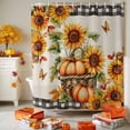 thumbnail image 3 of Shower Curtain 36"W x 78"L Pumpkin Thanksgiving Rustic Sunflowers Pumpkins Fabric Shower Curtains Set with Hooks Water Repellent Bathroom Curtains Machine Washable Bathroom Accessories, 3 of 6