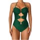thumbnail image 1 of Traje de Baño con Correa de Bikini de Color Sólido Sexy para Mujeres, Traje de Baño Retro de Nylon con Almohadilla de Pecho para Piscina, Playa Y Verano, 1 of 9