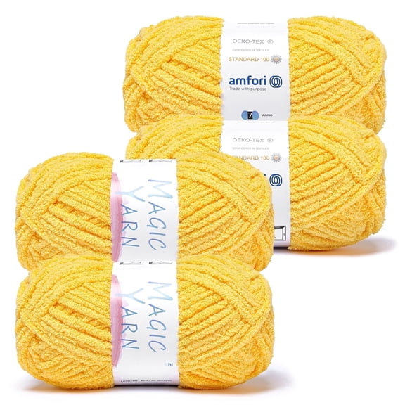 NORVIAN 4Skeins Fluffy Chenille Yarn, Super Soft #4 Worsted Polyester Yarn, Skin-Friendly, 100g(3.53oz), 85m(92.96yds)