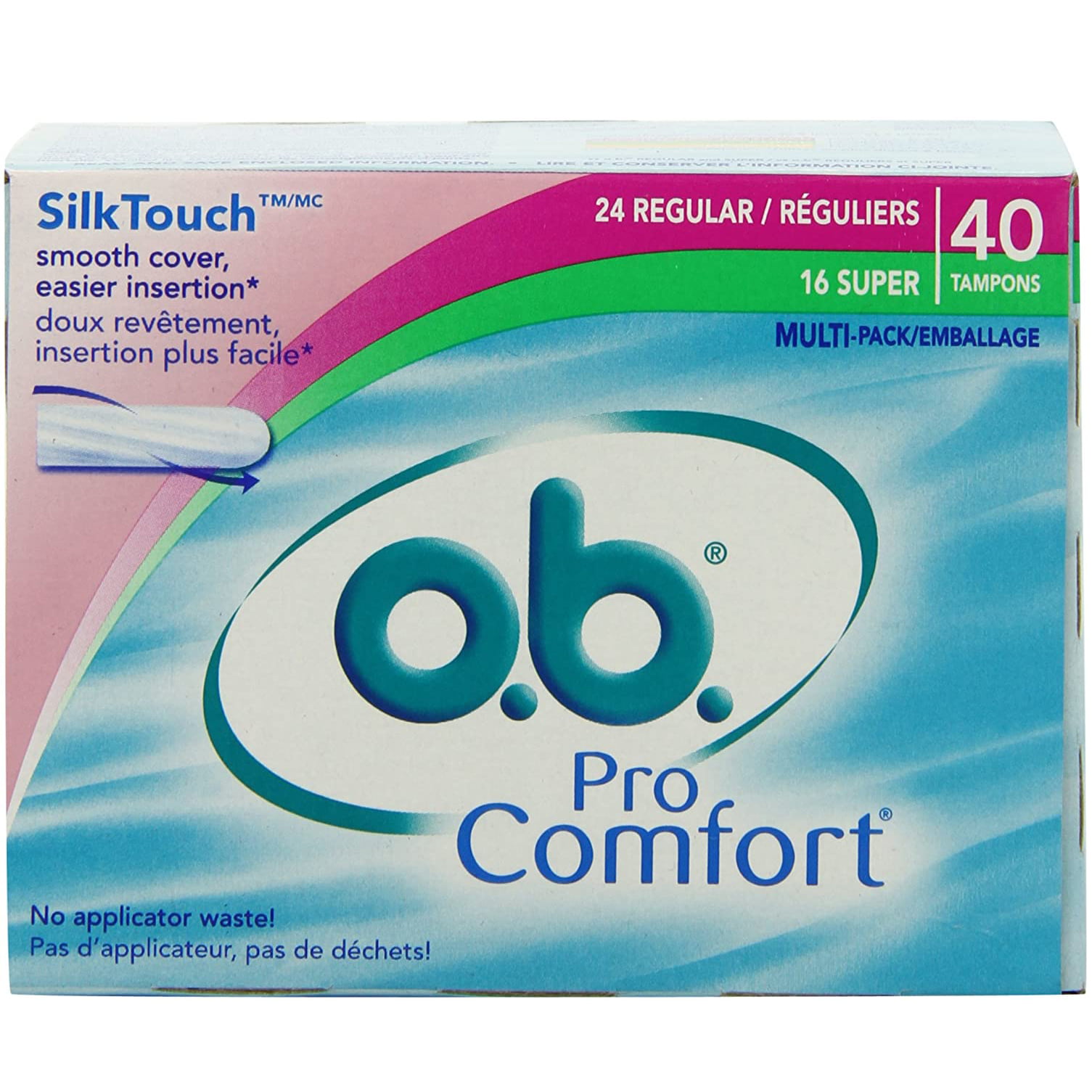 Pro Comfort Tampons Multi-Pack 40 Each Pack of 4 o.b