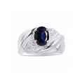 thumbnail image 1 of RYLOS Bagues pour Femmes Bague en Or Blanc 14K Pierre Précieuse Ovale 8X6MM et Diamants Design Classique Saphir de Septembre Bijoux pour Femmes Taille 5, 1 of 7