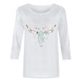 thumbnail image 4 of Qulqfy 3/4 Length Sleeve Women's T Shirts Causal Loose-Fitting Scoop Neck Tunic Vacation Basics Dressy Raglan Tops for Women Trendy 2XL, 4 of 4