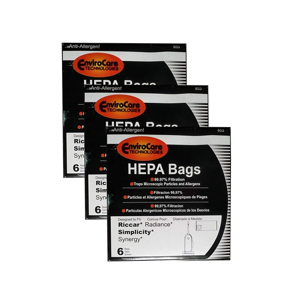 Replacement Part For Riccar, Simplicity Type X Upright Vacuum Cleaner Synergy Filtrete Paper Bags // 853 (3 Pack 18 Bags)