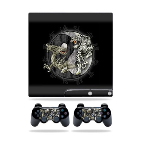 Skin Decal Compatible With Sony Playstation 3 PS3 Slim + 2 controllers Sticker Design Yin And Yang