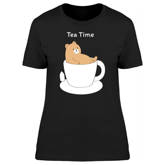 Tea Time Brown Bear On Cup T-Shirt Women -Image by Shutterstock, Female x-Large