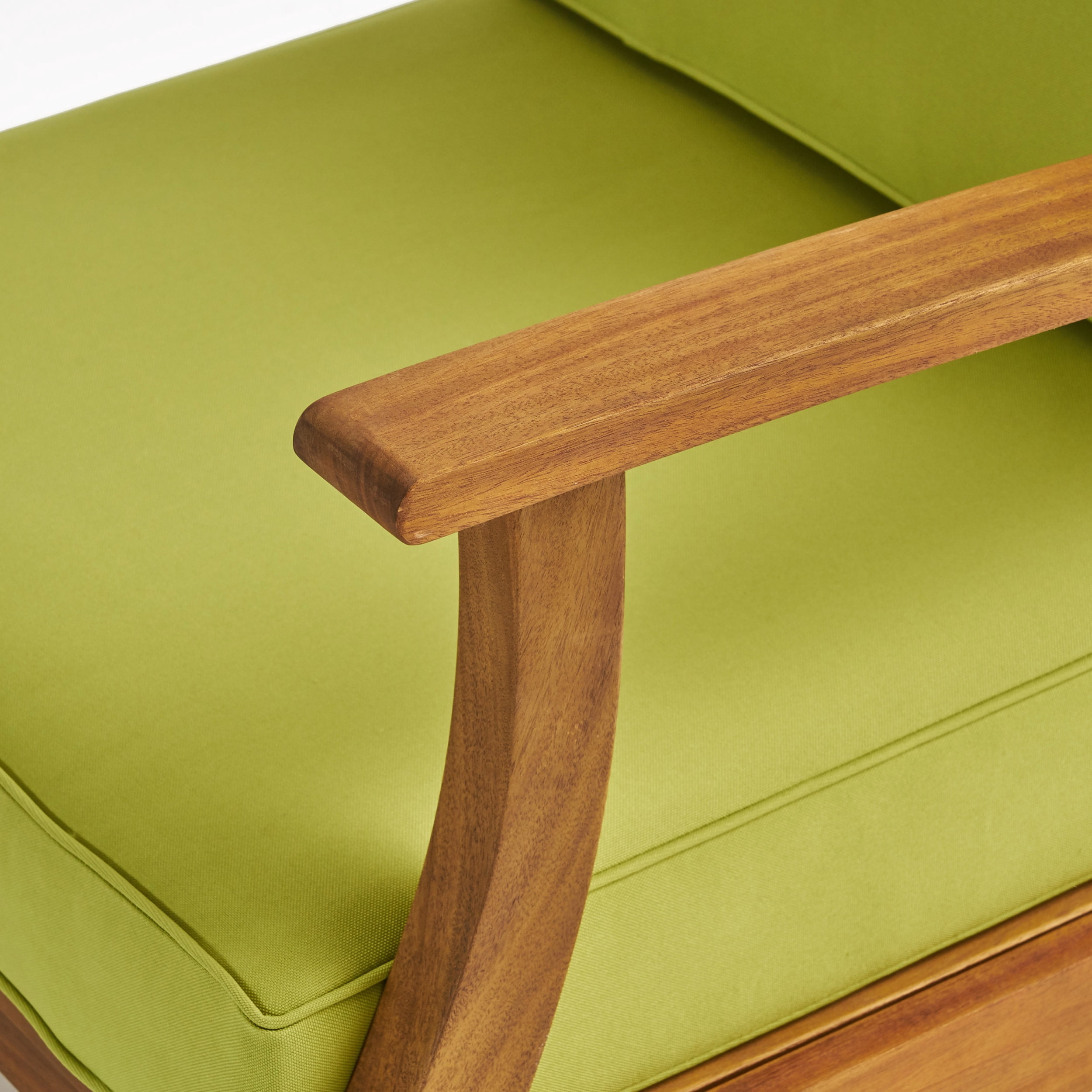 Giancarlo Acacia Wood Outdoor Club Chair, Teak, Green