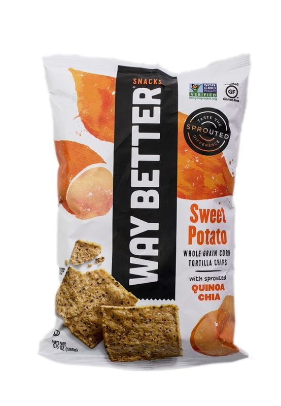 Way Better Snacks Whole Grain Corn Tortilla Chips Sweet Potato 5.5 oz Pack of 3