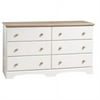 South Shore Summertime 6-Drawer Double Dresser, White and Maple
