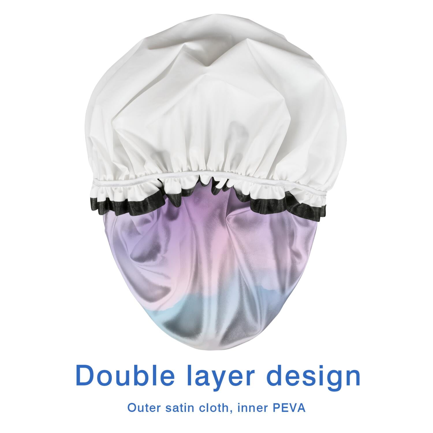 Shower Caps,Soft Pastel Cloudscape Waterproof Shower Cap for Women 4 Pieces,Double Reusable Hair Cover for Shower PEVA Elastic Stretch Hem