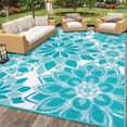 thumbnail image 2 of Findosom 9'x12' Outdoor Rug Patios Rug Waterproof RV Outdoor Rug Camping Rugs Reversible Plastic Straw Rug Large Outdoor Mat Outdoor Area Rug for Camping,Balcony Apartment,Patio,Picnic,Beach Green, 2 of 9