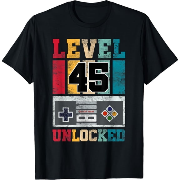 Playful Comfort Tee - Level 45 Unlocked Gaming 45 Year Old Gamer 45th Birthday T-Shirt