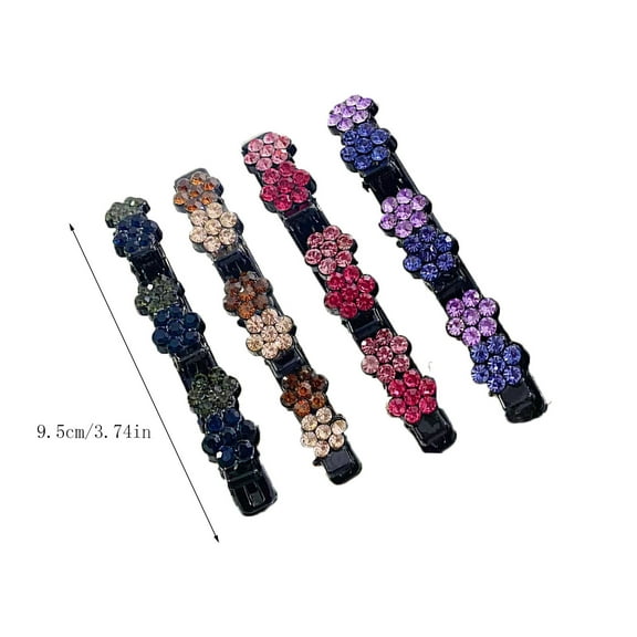 EQWLJWE 4PCS Sparkly Rhinestone Braided Hair Clips Small Flower Hair Accessories Hair Design for Girls and Women Braided Duckbill Hair Clip With Crystal