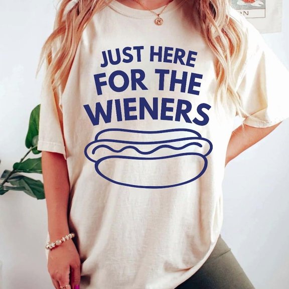 Just Here For The Wieners T-Shirt, Funny 4th of July Hotdog Tee, Patriotic Hotdog Shirt, Independence Day Apparel