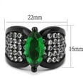thumbnail image 2 of IP Black(Ion Plating) Stainless Steel Ring with Synthetic Synthetic Glass in Emerald for Women Emerald Stone Color Style TK1548J Size 8, 2 of 4