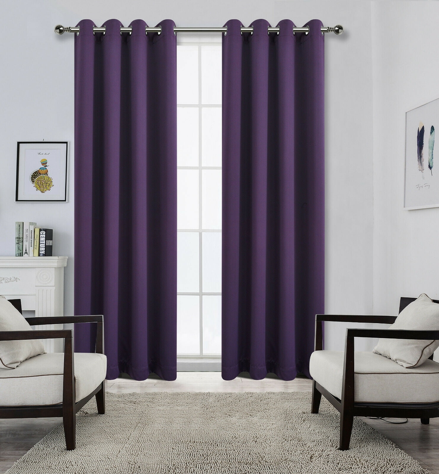 2 Pack Solid Colored 100 Energy Saving Hotel Max Blackout Thermal