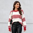 thumbnail image 4 of Sorvello Sweaters for Womens Oversized Sweaters Lightweight Knit Color Block Pullover Sweater Fall Winter Red 2XL, 4 of 5