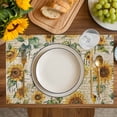 thumbnail image 2 of Farmhouse Sunflower Retro Summer Botanical Burlap Kitchen Place Mats Waterproof Cloth Table Mats, Indoor Outdoor Placemats Easy Clean Dinner Decor, 2 of 8