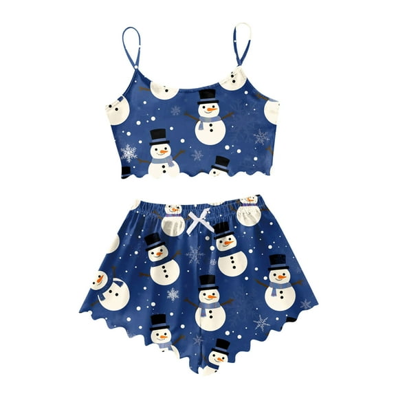Cotton Lounge Sets – Soft Pajama Sets for Women, Cozy Sleepwear for Comfort and Style 24 Year Ladies Christmas Printed Snowman Pajama Shorts Set