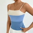 thumbnail image 4 of Yuyuzo Camisole Tops for Women Spaghetti Strap Tank Tops Ribbed Knit Cami Shirts Sleeveless Basic Top Color Block, 4 of 7