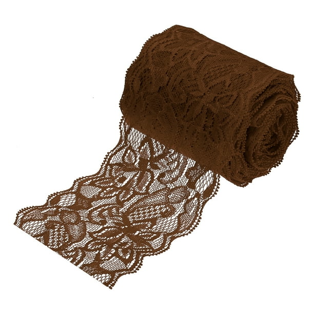Cinta de encaje de patrón floral Uxcell para costura, manualidades, envoltura de regalos, ramos, marrón