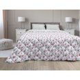 thumbnail image 1 of Feminine Down Alternative Comforter, Pattern with Funny Doodle Elements Bowtie Ladybird Diamond and Kitty, Microfiber Quilt for All Season, 5 Sizes, Fuchsia and Blue, by Ambesonne, 1 of 3
