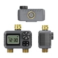 thumbnail image 2 of BXIRSM Brass Inlet Two-Zone Sprinkler Timer, IP55 Weather Resistant Automatic Irrigation Water Timer with Large LCD Display, Dual Outlet Hose Timer for Garden Lawn, 2 of 8