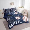 thumbnail image 2 of Castle Fairy Eat Sleep Baseball King Bedding 7pcs, Sport Theme King Bed in a Bag, Navy White,Navy Blue Reversible, 2 of 7