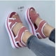 thumbnail image 3 of Sandalias de plataforma de talla grande, sandalias planas de playa con velcro para mujer, 3 of 6